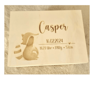Erinnerungsbox "Waschbär" personalisierbar